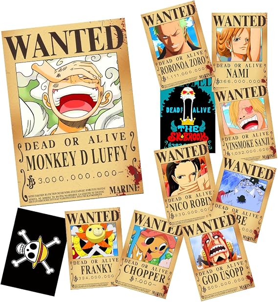 TYZZHOA 11PCS Anime [OP] Wanted Posters 11x15IN, New Bounty Edition (Retro)