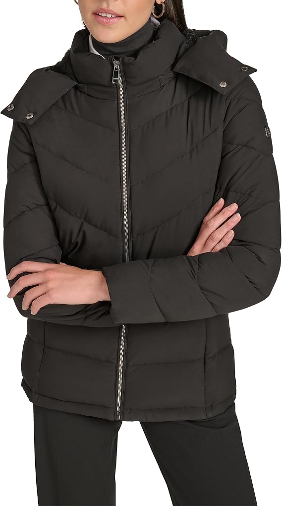 Calvin Klein Women's Outerwear coat, Ebony, Large