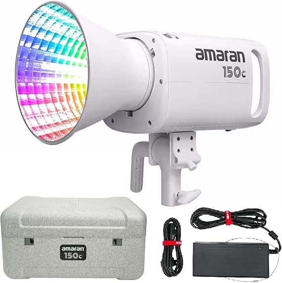 Aputure Amaran 150c 150W RGBWW COB Video Light,CCT 2500K-7500K | Bowens Mount Silent DC/AC Power Supply,G/M Adjustment,15,610 lux@ 1m,APP Control,for Video Recording Photography