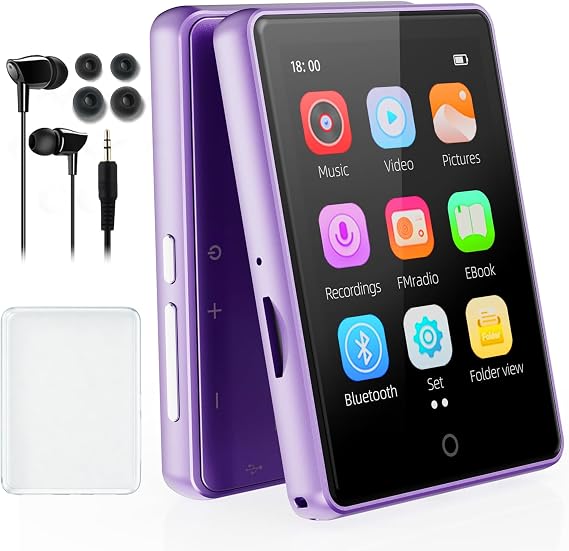 64GB MP3 Player with Bluetooth 5.3, 2.8 Inch Touch Screen,Built-in Speaker | HiFi Sound, Portable Music Player for Kids,Recording,FM Radio,Random sequential Folder Play, Expandable up to 128GB