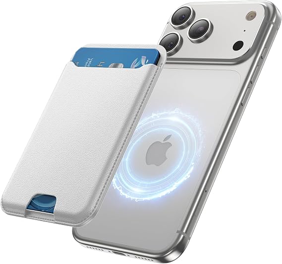 TWZKG for MagSafe Wallet, 3 Cards Holder, Slim Magnetic Phone Wallet for iPhone 17/16/15/14/13/12 Pro Max Plus Air Series,RFID Blocking Vegan Leather,White