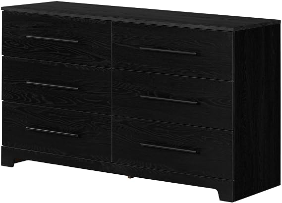 South Shore Primo 6-Drawer Dresser Black Oak, Contemporary
