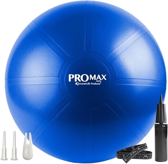 SmarterLife PRO MAX Exercise Ball Yoga, Stability & Balance Trainer for Core Workouts, Fitness, Physical Therapy, Pregnancy & Office Chair Support Anti-Slip, Anti-Burst