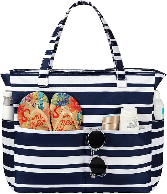 Trifabricy Beach Bags for Women, Waterproof Large Tote Bag With Zipper