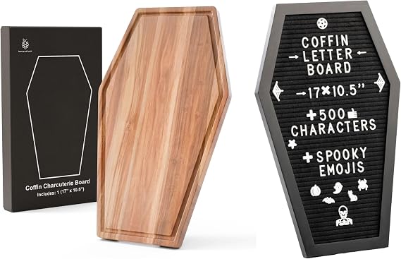 Coffin Letter Board and Coffin Charcuterie Board Bundle