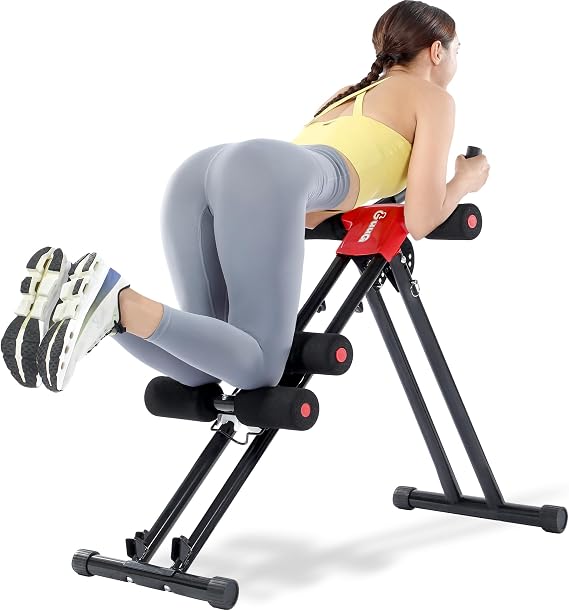 GuuG Ab Machine, Adjustable Ab Trainer Machine with Foldable Design | Core Strength Training Comfortable Padding Stable Steel Frame 5 Resistance Levels Home Gym Equipment
