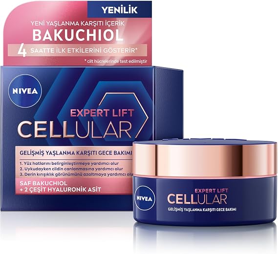 NIVEA Cellular Expert Lift Natural Retinol Alternative Anti-Wrinkle and Moisturizing Night Cream 50 ml containing Pure Bakuchiol and Hyaluronic Acid