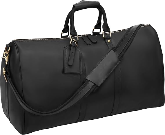 Leathario Travel Duffle Bag For Men Women Genuine Leather Overnight Weekender Bag Vintage Luggage Carry On Airplane Large Retro Unisex