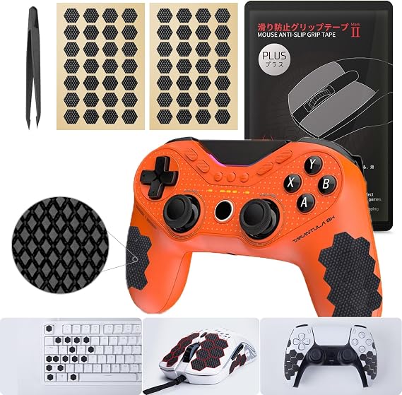 グリップアップグレード HOTLINEGAMES 2.0 Plus DIY 六角 アンチスリップ テープ GameSir Tarantula 8K 対応 ゲーミング マウス グリップ テープ プロフェッショナル マウス アップグレード キット 耐汗 カット フィット 使いやすい