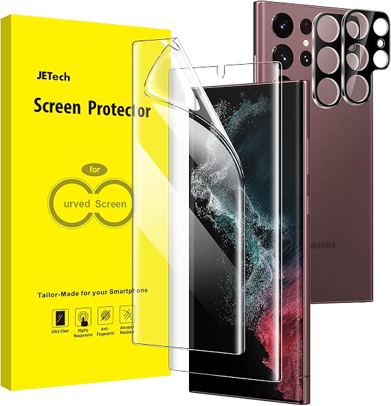 JETech TPU Screen Protector for Samsung Galaxy S22 Ultra, 2+2 Pack