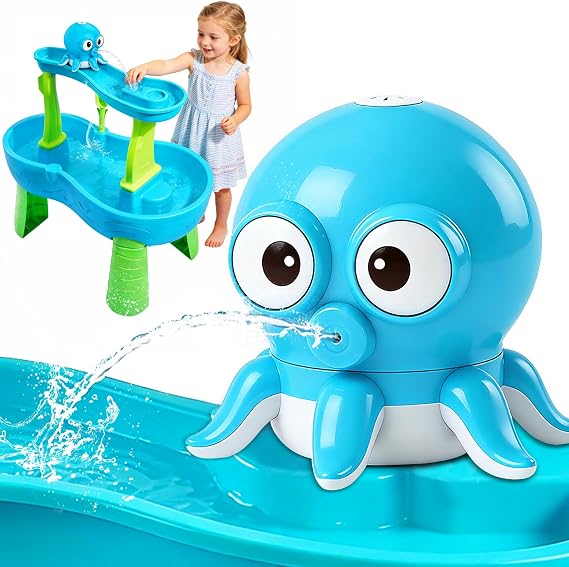 Water Table Pump, Octopus Rechargeable Water Pump for Water Table Toddlers 1-3 Continuous Flow Summer Sensory Toys Water Play Table Accessories Outdoor Water Toys