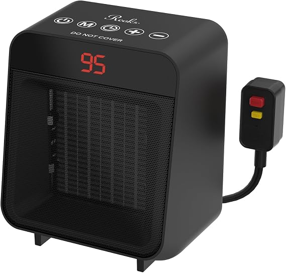 Reaks Bathroom Space Heater, 1500W, PTC Ceramic, Black