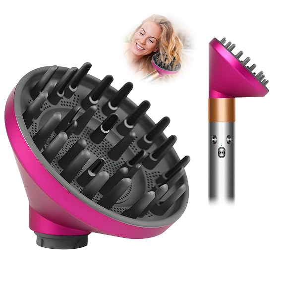 Upgraded Diffuser Attachment for Dyson Airwrap HS05 HS03 HS01, Converting for Dyson Airwrap Styler to Hair Dryer Diffuser Attachment, Bigger Diffuser Nozzle to Dryer Faster-Fuchsia
