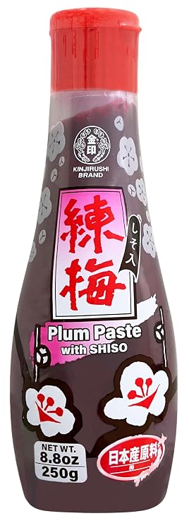 Japanese Umeboshi Plum Paste with Shiso (8.8 oz/250g) - Pickled Plum, Gluten Free, Vegan, Plum Sauce Asian, Japanese Food, Onigiri, Sushi, Yakitori, Sashimi, Umeboshi Paste - Kinjirushi Wasabi