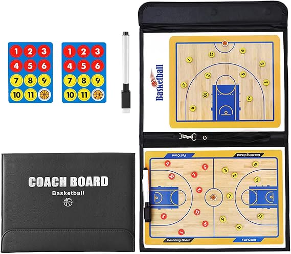 RoseFlower Basketball Coaching Board, Magnetic Tactics Strategy Board, Coaches Clipboard Kit with Magnets and Marker Pen, Coach Training Equipment for Teaching and Game Plan Demonstration