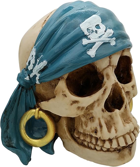 Pirate Resin Skull Head Decor Small Gothic Skeleton Sculpture