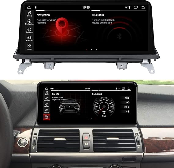 KOASON 10.25" Blueray Antiglare Screen Display Monitor Upgrade Wireless CarPlay Android Auto Multimedia Player GPS Navigation for BMW X5 X6 X5M X6M E70 E71 (2011-2013) CIC