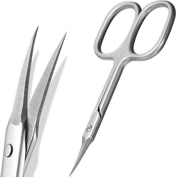 Cuticle Scissors Fine Curved Blade, Nail Sicssors Pedicure Beauty Grooming Single Piece for Eyebrow, Eyelash, Dry Skin