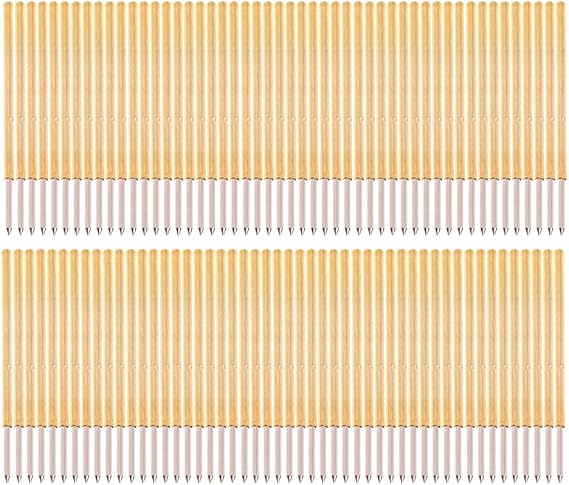 Test Needle 100 Pcs P100-B1 Spring Test Probe Pogo Pin Test Tools Dia 1.36mm Length 33.35mm Round Head Pin for Printed Circuit Board, Gold+silver