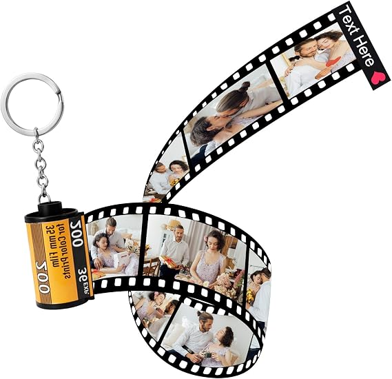 Personalized Photo Camera Film Roll Keychains Custom Photo Reel Album Key Rings
