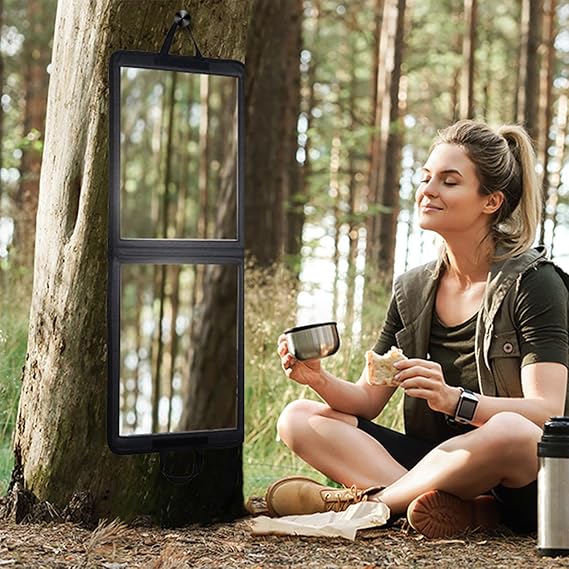 LPHUMEX Foldable Full Length Dance Mirror 33 Portable Shatterproof Hanging Mirror, Folding Full Length Travel Mirror for Dancing, Camping, RV