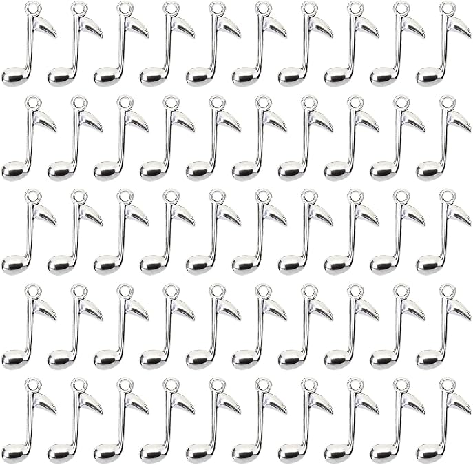 Metal Musical Symbol Note Charms Music Theme Instrument Pendant for Bracelet Earring Necklace Keychain Jewelry Making Cards Scrapbook Gift Christmas Ornaments DIY Craft, 50PCS