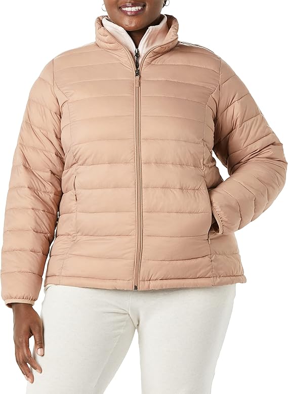 Amazon Essentials womens Lightweight Long-Sleeve Water-Resistant Packable Puffer Jacket (Available in Plus Size)