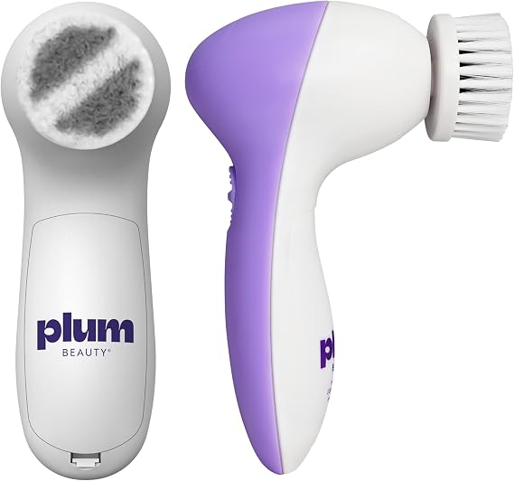 Plum Beauty Face Scrubber Electric Facial Cleansing Brush Rechargeable | Rotating Scrubber Face Pore Cleansing Brushes for Radiant Skin, Electric Cleanser for Pores, Glow, and Daily Deep Pore Wash