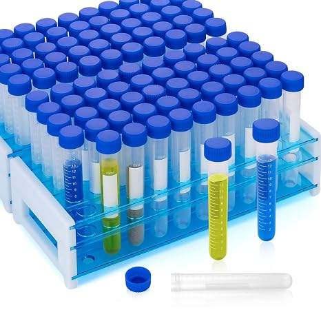 15ml Round Bottom Centrifuge Tubes, 100Pcs with 2Pcs Racks