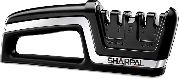 SHARPAL 104N 5-in-1 Professional Knife & Scissors Sharpener | Straight & Serrated Blades, Repairs & Hones, Euro/American & Asian Knives, Fast Scissor Sharpening Gifts for Home Cooks