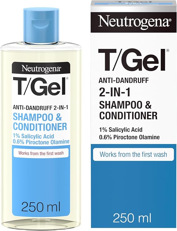 Neutrogena T/Gel 2 in 1 Anti-Dandruff Shampoo and Conditioner (1x 250ml), Shampoo and Conditioner to Help Fight Dandruff From First Wash, Haircare for Soft, Shiny Healthy-Looking Hair and Scalp