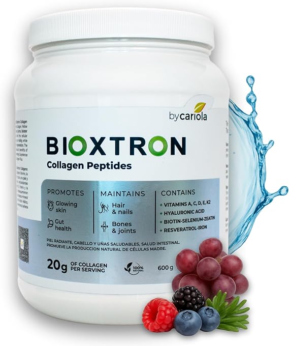 Bioxtron Collagen Peptides Powder - Unflavored, Type I Bovine with Stem Cell Renewal for Hair, Nail, Skin, Gut, Bone & Joint Health Support - Hyaluronic Acid, Protein, Biotin - 600g (30 Servings)