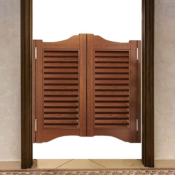 MTSON Swinging Door Brown Retro Cafe Doors Handmade Double Swinging Door, Custom Saloon Bar Swing Half Door Two-Way Open for Hallway Counter, 70-140 Cm Wide(W95xH90cm(37 3/8" x35 7/16"))