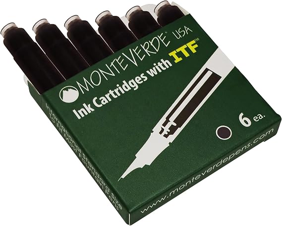 Monteverde USA Standard Size Ink Refill Cartridges 6 Pack | Scotch Brown | Smooth Flow, Quick-Drying, and Long-Lasting Fountain Pen Ink