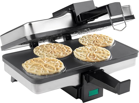 Piccolo Pizzelle Baker, Non-Stick Electric Press Makes 4 Mini Cookies