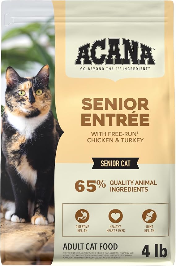 ACANA Dry Cat Food Senior Entree Chicken Turkey and Duck 4lb Bag