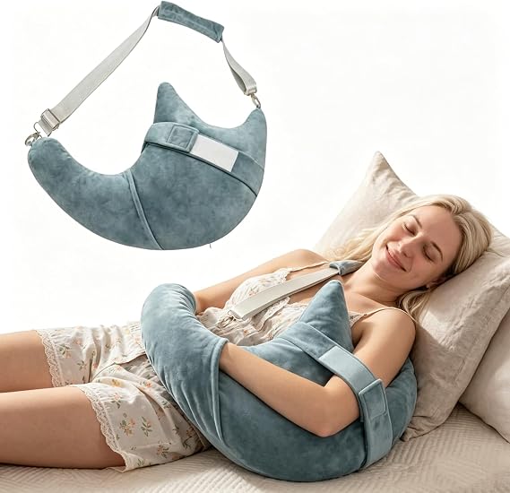 RQUXMT Shoulder Surgery Pillow, Rotator Cuff Pillow, Side Sleeper Pillow with Pocket & Adjustable Strap, Arm Support for Injury, Post-Op Care, Pain Relief (Dusty Green)