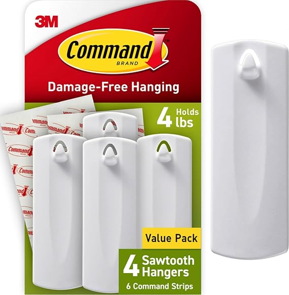 Command 4 lb Sawtooth Hangers, 4 Hangers, 8 Strips
