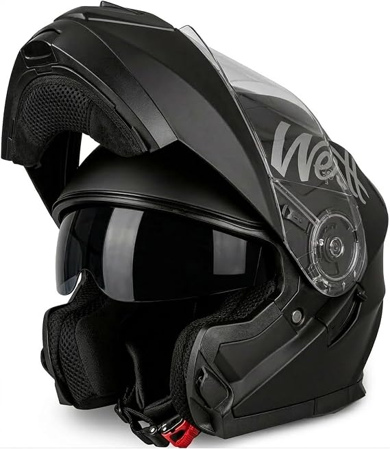 Westt Motorcycle Helmets, Dual Visor Flip Up Modular Helmet - DOT Approved