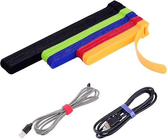 OneLeaf 60 pieces cable ties resealable cable management multifunctional adjustable cable ties suitable for home offices and large data centres 3 sizes and 5 colours
