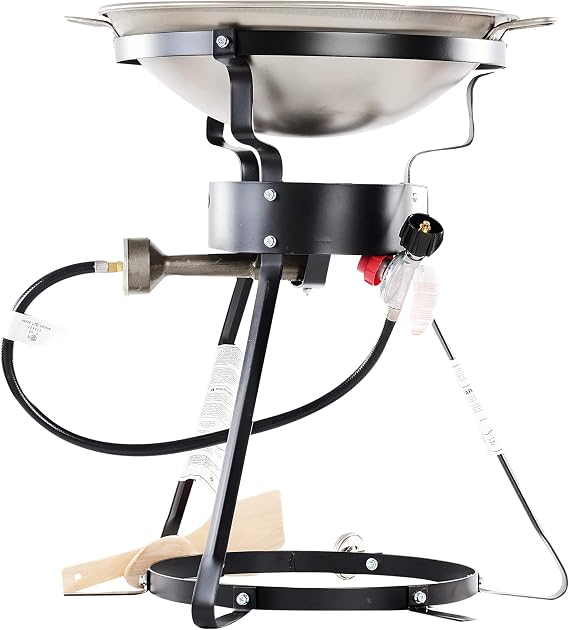 King Kooker 24WCA 24" Bolt Together Portable Outdoor Saute Cooker w/Steel Wok, Silver, large
