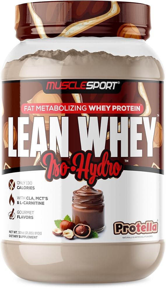 Musclesport Lean Whey RevolutionTM Protein Powder - Whey Protein Isolate - Low Calorie, Low Carb, Low Fat, Incredible Flavors - 25g Protein per Scoop - 2lb Protella