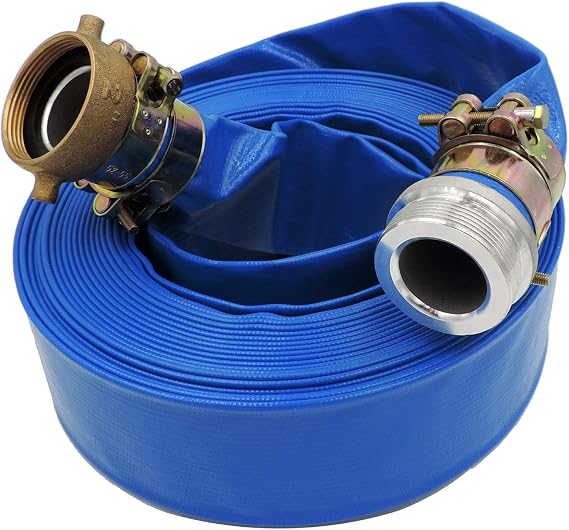 HydroMaxx 1.5" Dia. x 100 ft Duty PVC Lay Flat Water Discharge Hose with Pin Lug Connector by MaxxFlex