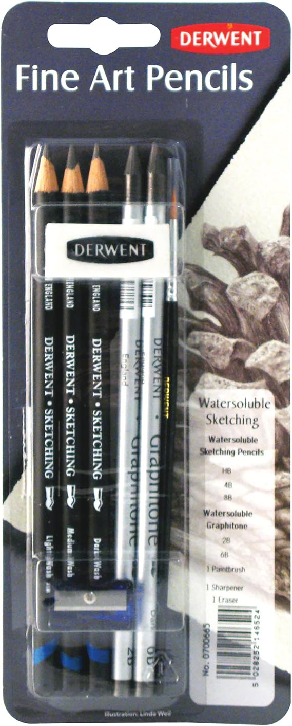 Derwent Water Soluble Sketching Mixed Media, Pack, 8 Count (0700665)