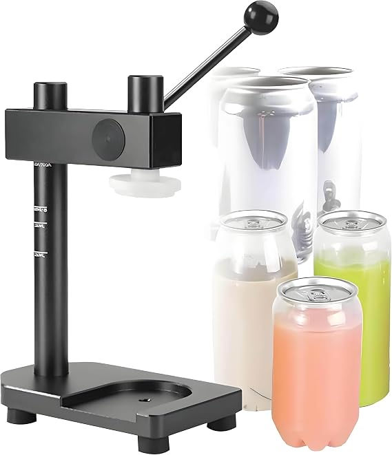 Handheld Can Sealer Machine, Manual Jar Sealing Tool, Bottle Sealing Machine, Easy Sealing, with Graduated Volume, No Power Required, for 250-700ml Pet Bottles and Cans Black