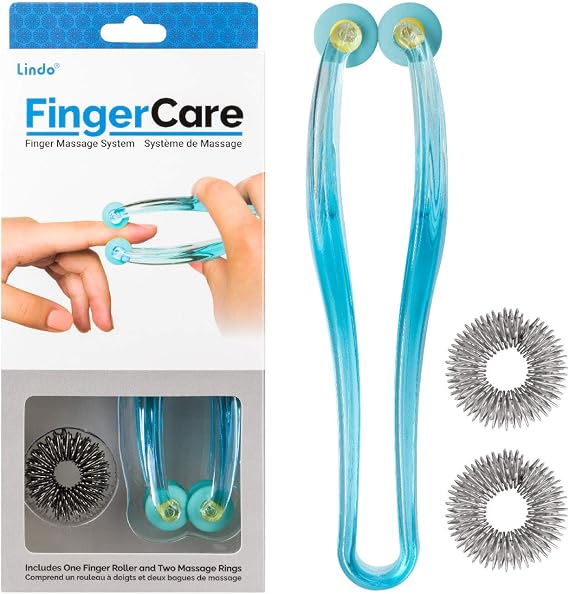 Lindo FingerCare Massager - Finger Massage System, Includes One Finger Roller and Two Massage Rings