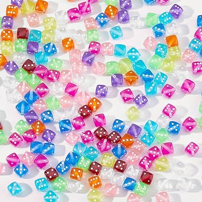 DICOSMETIC 200Pcs Acrylic Dice Bead Random Color Cube Loose Bead Colorful Dice Spacer Beads Small Fun Bead for DIY Jewelry Making, Hole: 1mm
