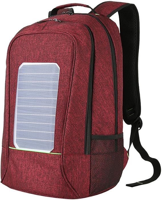 Water Resistant Backpack with 5.3 Watt Solar Panel Charger and USB Charging Port for Laptop Notebook