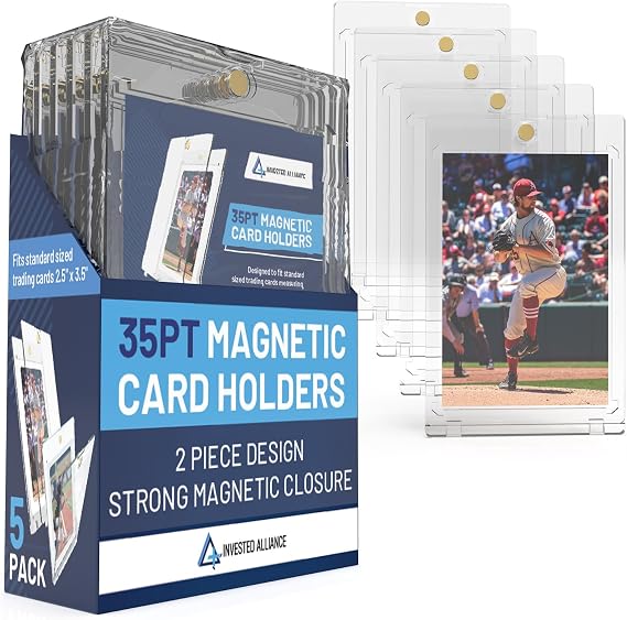 Premium 35PT - 360PT Magnetic Card Holder Case | Magnetic Trading Card Holder, Pro Sports, Football, Basketball, Baseball, MTG & TCG U-V Hard Protectors With Ultra Clear Design Display For Collectors.