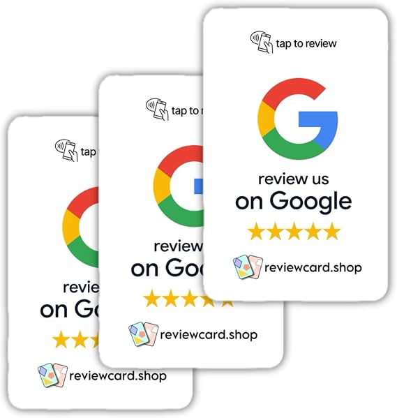 Google NFC Review Card | Contactless Review Card | Collect 5* Reviews & Rank at The Top of The Google Search (3 Pack Google Cards)